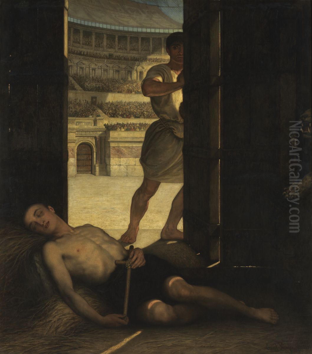 A Christian Martyr Oil Painting by Slingeneyer, Ernest