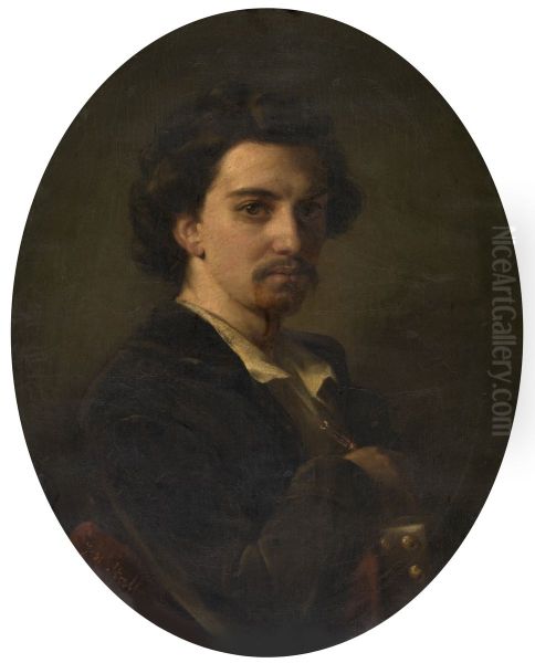 De schilder Constant Wauters Oil Painting by Joseph Stallaert