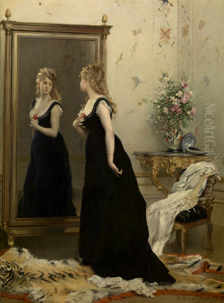 In Front of the Mirror Oil Painting by Gustave Leonard de Jonghe