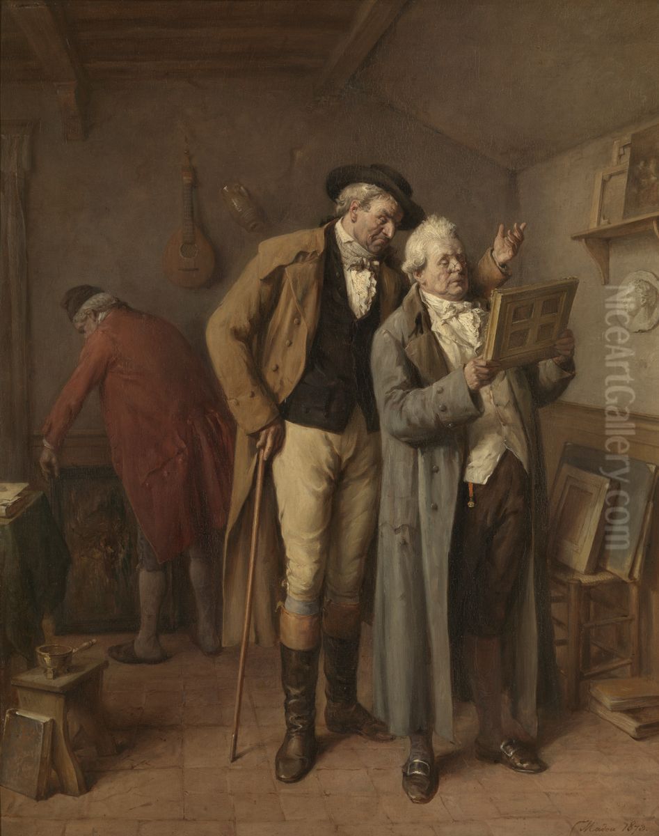 At the Art Dealer Oil Painting by Jean-Baptiste Madou