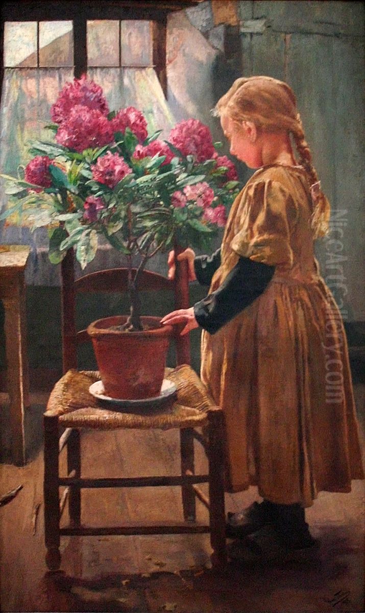 Rhododendron in Bloom Oil Painting by Leon Frederic