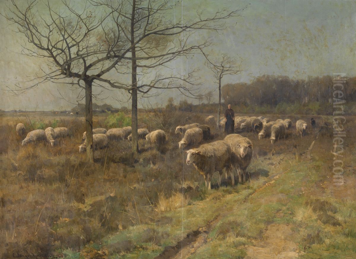 Zonnige maartdag Oil Painting by Cornelius Van Leemputten