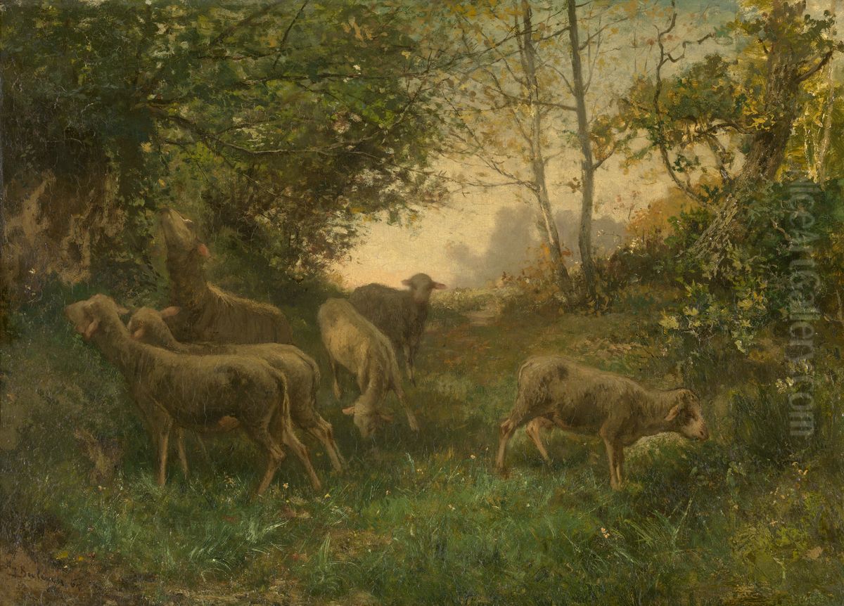 Sheep on the Fringe of the Wood Oil Painting by Hippolyte Boulenger