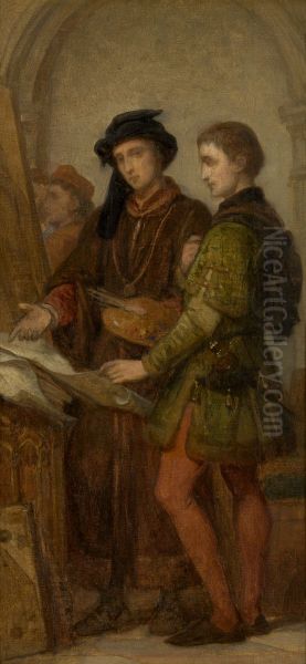 De schilders Jan van Eyck en Rogier van der Weyden Oil Painting by Nicaise de Keyser