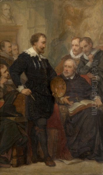 Peter Paul Rubens in his Studio Oil Painting by Nicaise de Keyser