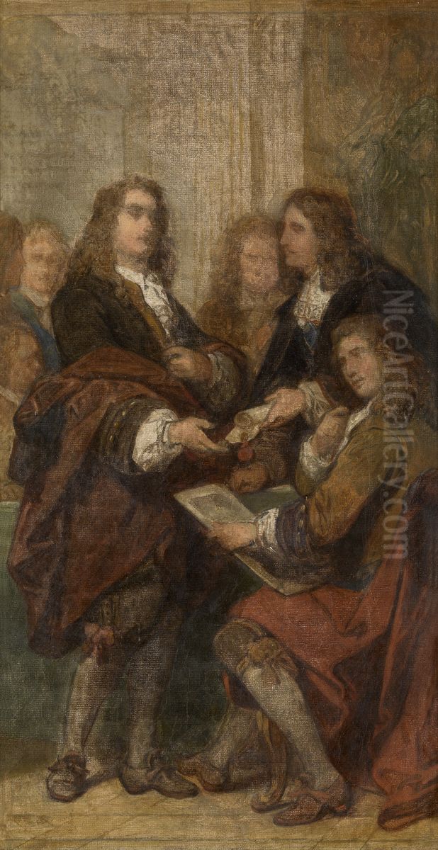 The Engraver Gerard Edelinck in Paris Oil Painting by Nicaise de Keyser