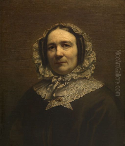 Madame LeDelier Oil Painting by Jozef Van Lerius