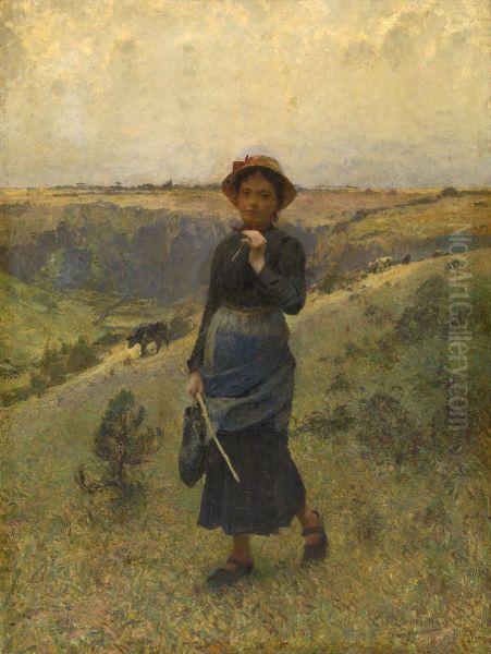 Cowherd in the Ardennes Oil Painting by Evariste Carpentier