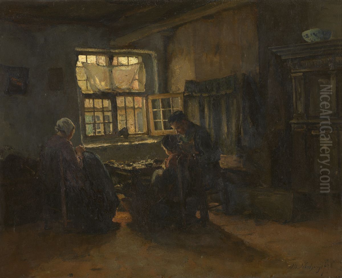 Interieur Oil Painting by Albert Neuhuys