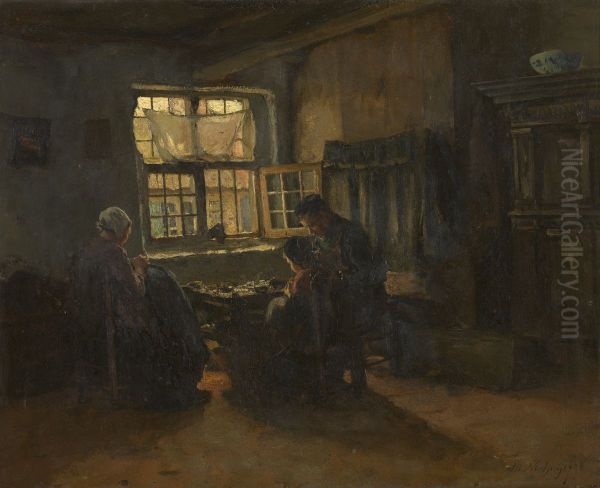 Interior Oil Painting by Albert Neuhuys