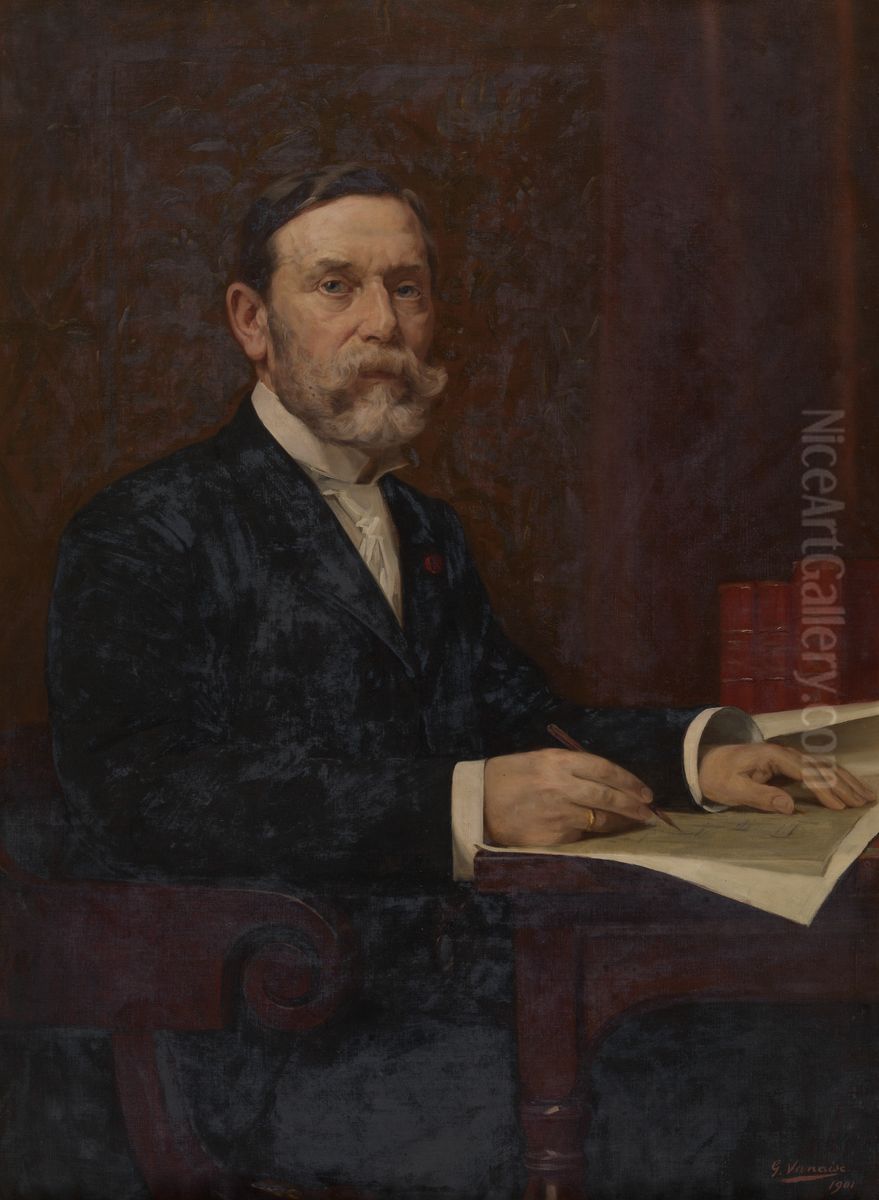 De architect Leonard Blomme Oil Painting by Gustaaf Vanaise