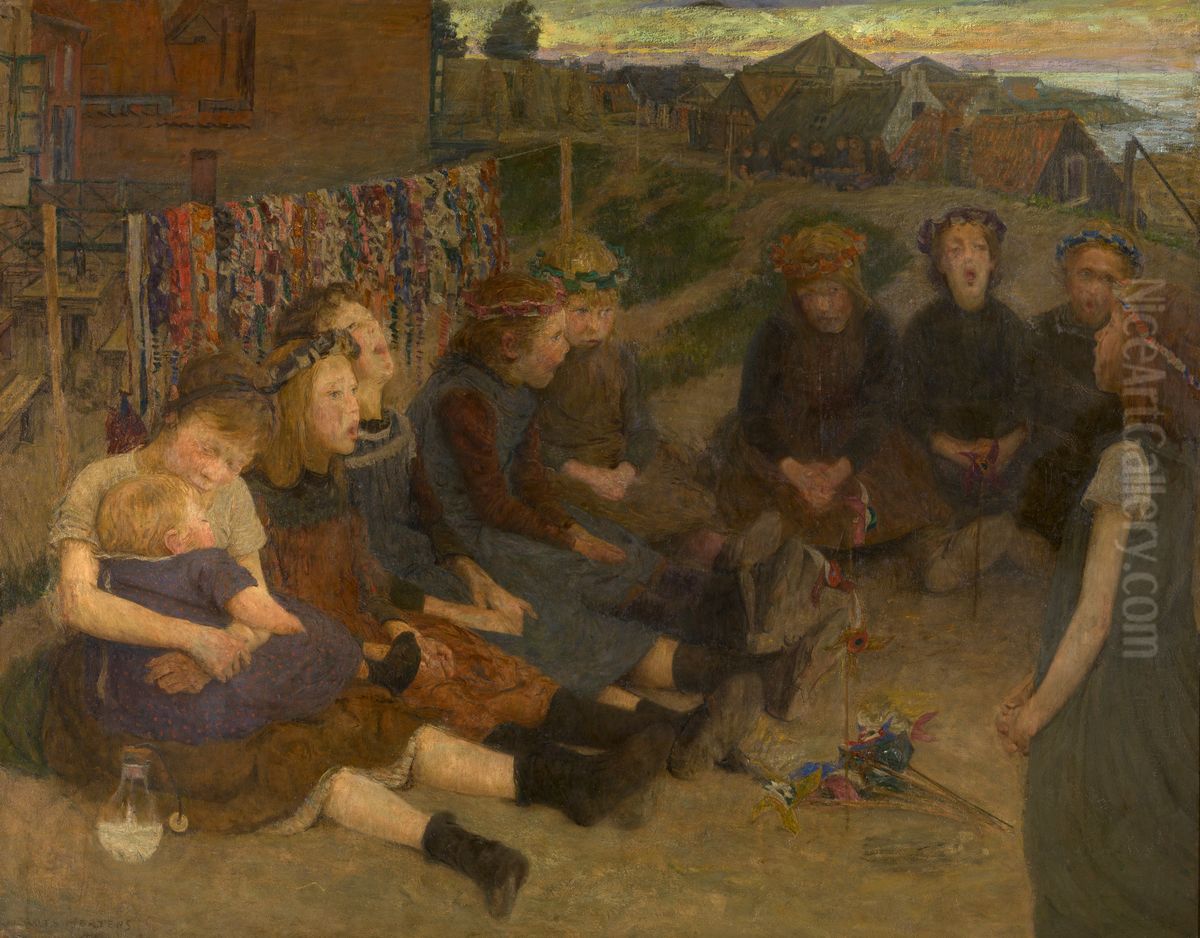 Children's Game Oil Painting by Charles Mertens Children's Game Oil Painting by Charles Mertens
