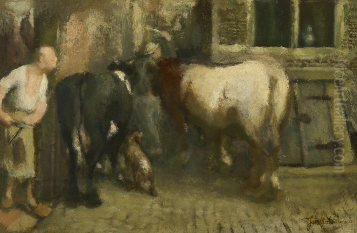 Bij de slachterij Oil Painting by Jan Stobbaerts
