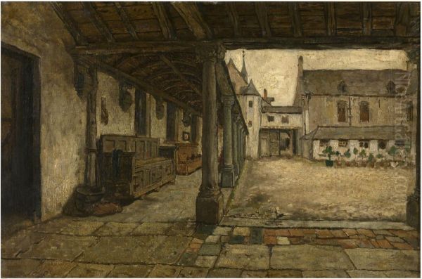 Oud klooster in Lier Oil Painting by Willem Linnig Junior
