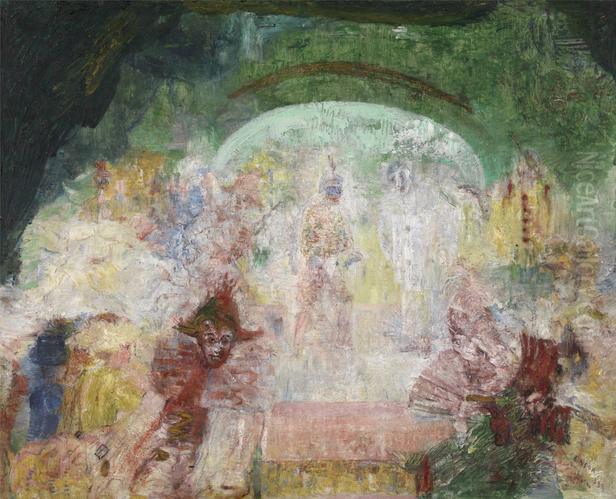 Theatre of Masks Oil Painting by James Ensor