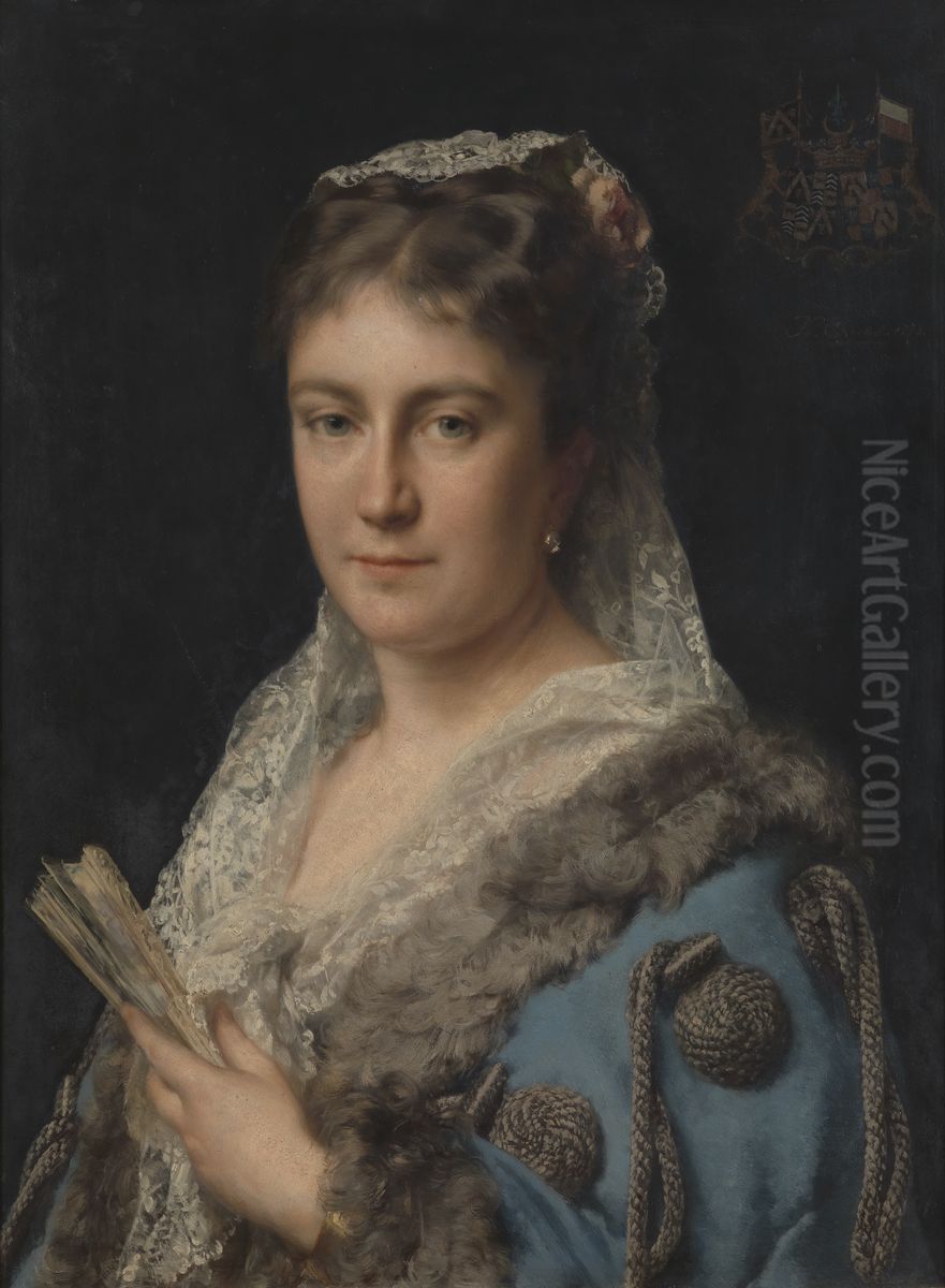 Madame Edith Marie Antoinette Constance van Eersel, the Artist's Wife Oil Painting by Karel Ooms