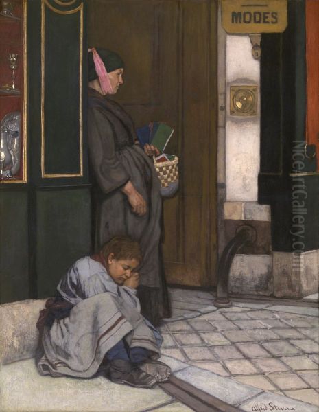Toegelaten bedelarij Oil Painting by Alfred Stevens