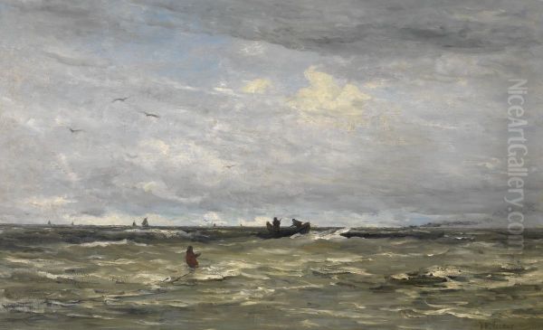 Weigh Anchor Oil Painting by Hendrik Willem Mesdag