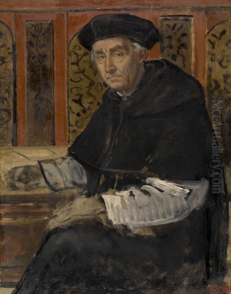 Portret van een geestelijke Oil Painting by Jan August Hendrik Leys