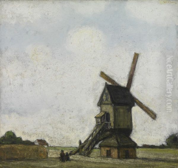 Windmill in the Kempen Oil Painting by Jakob Smits