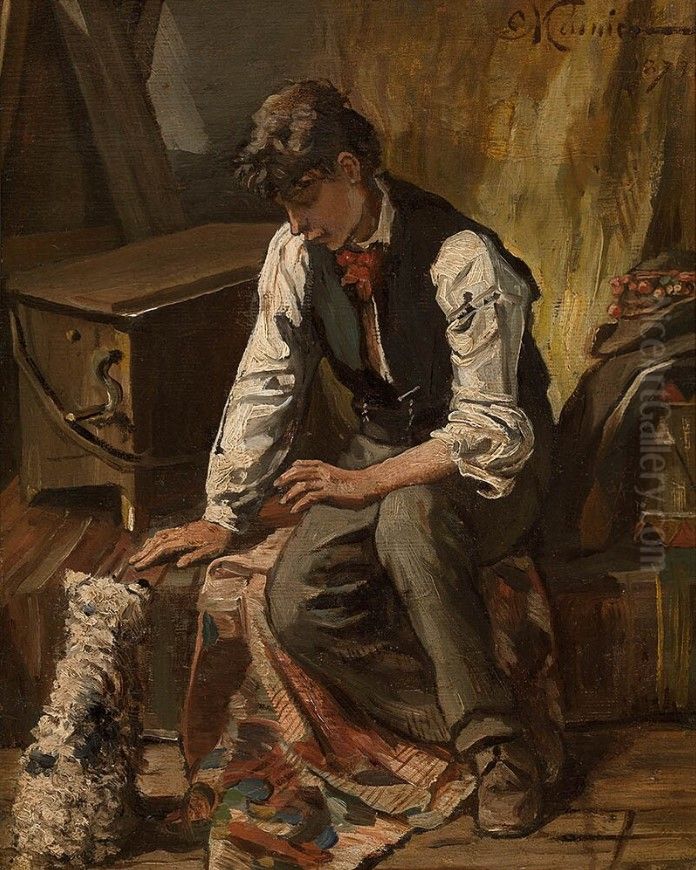 The organ grinder Oil Painting by Constantin Meunier