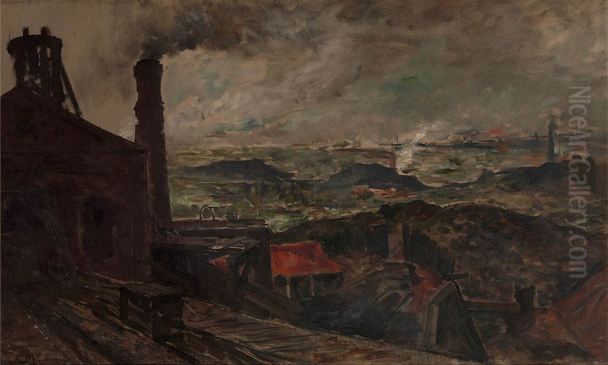 Mining Area Oil Painting by Constantin Meunier
