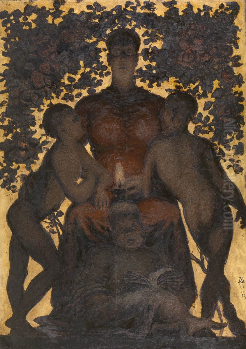 Motherly Upbringing Oil Painting by Xavier Mellery