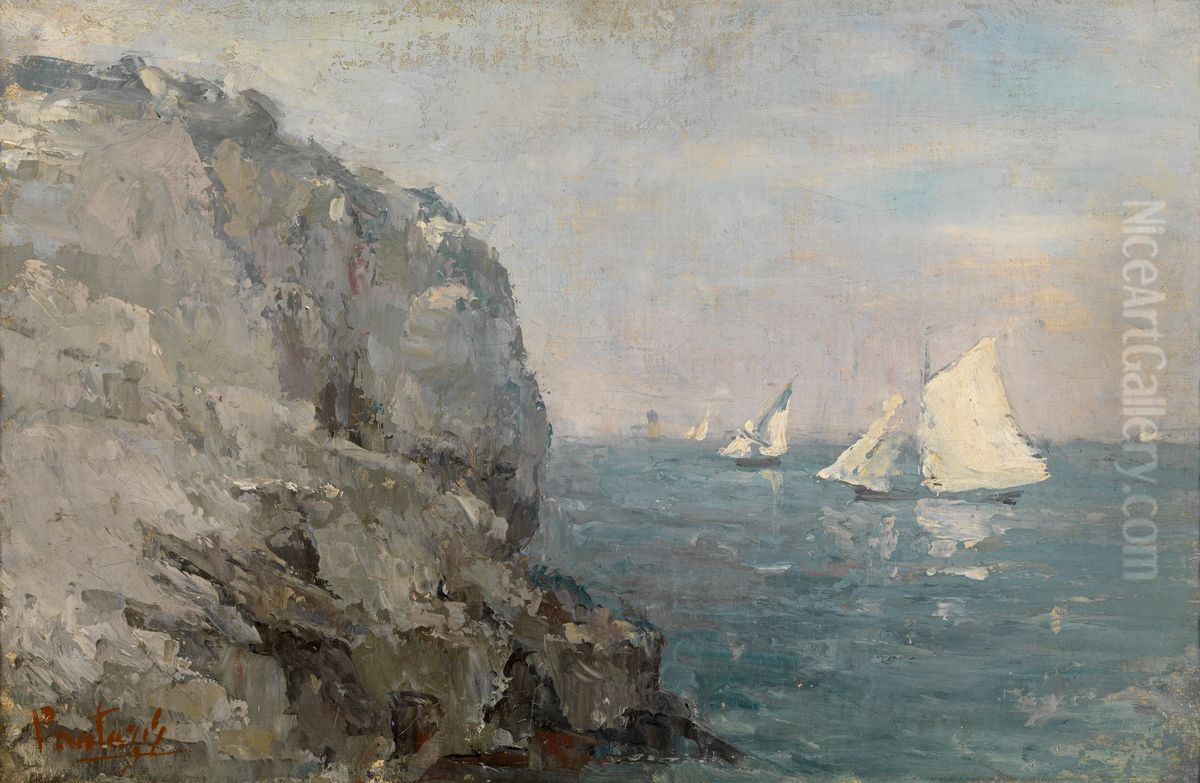 The Cliff Oil Painting by Pericles Pantazis