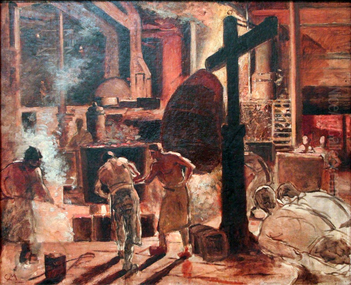 Staalgieterij Oil Painting by Constantin Meunier