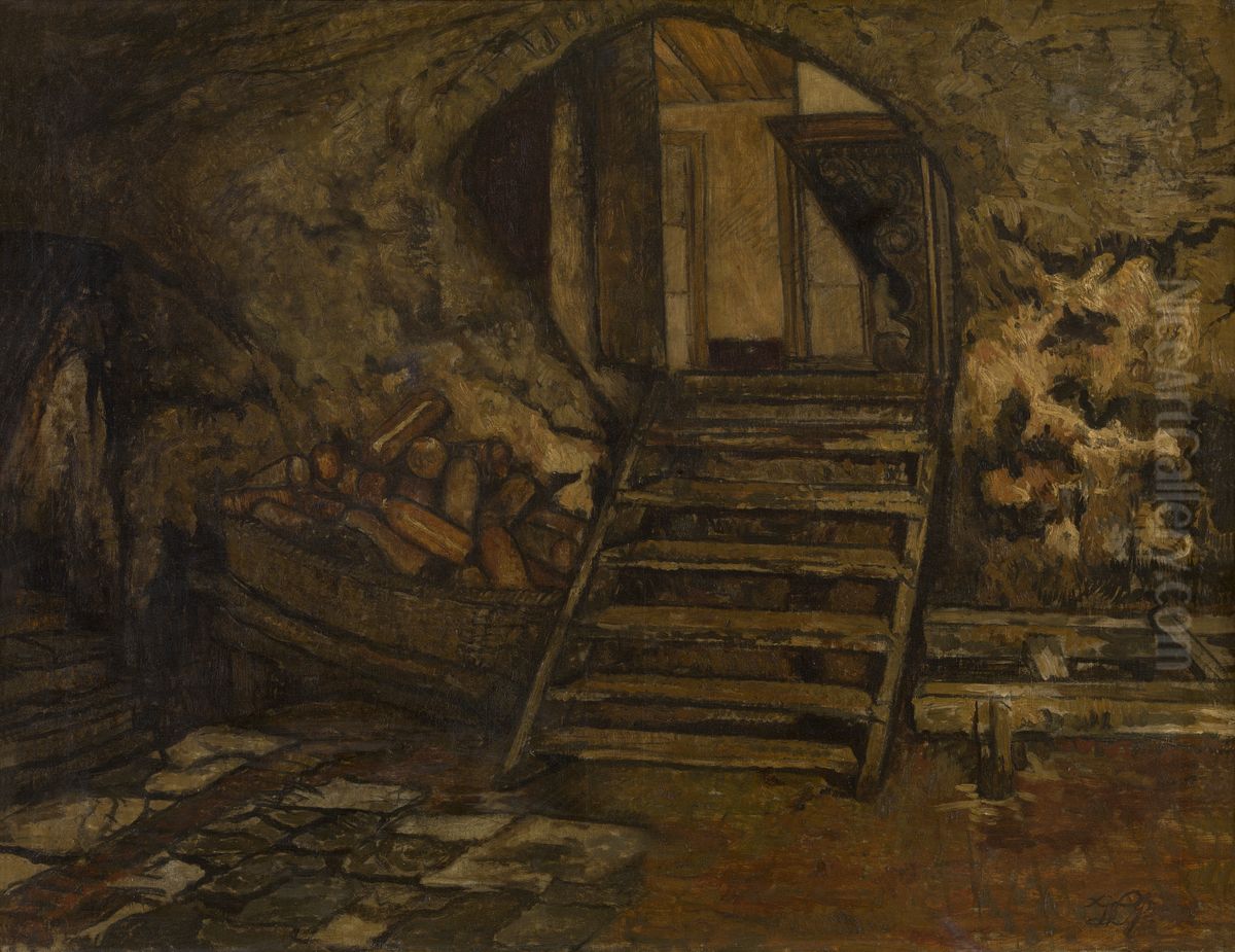 Cellar Oil Painting by Willem Linnig Junior