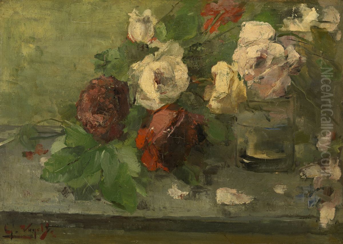 Verwelkte rozen Oil Painting by Guillaume Vogels
