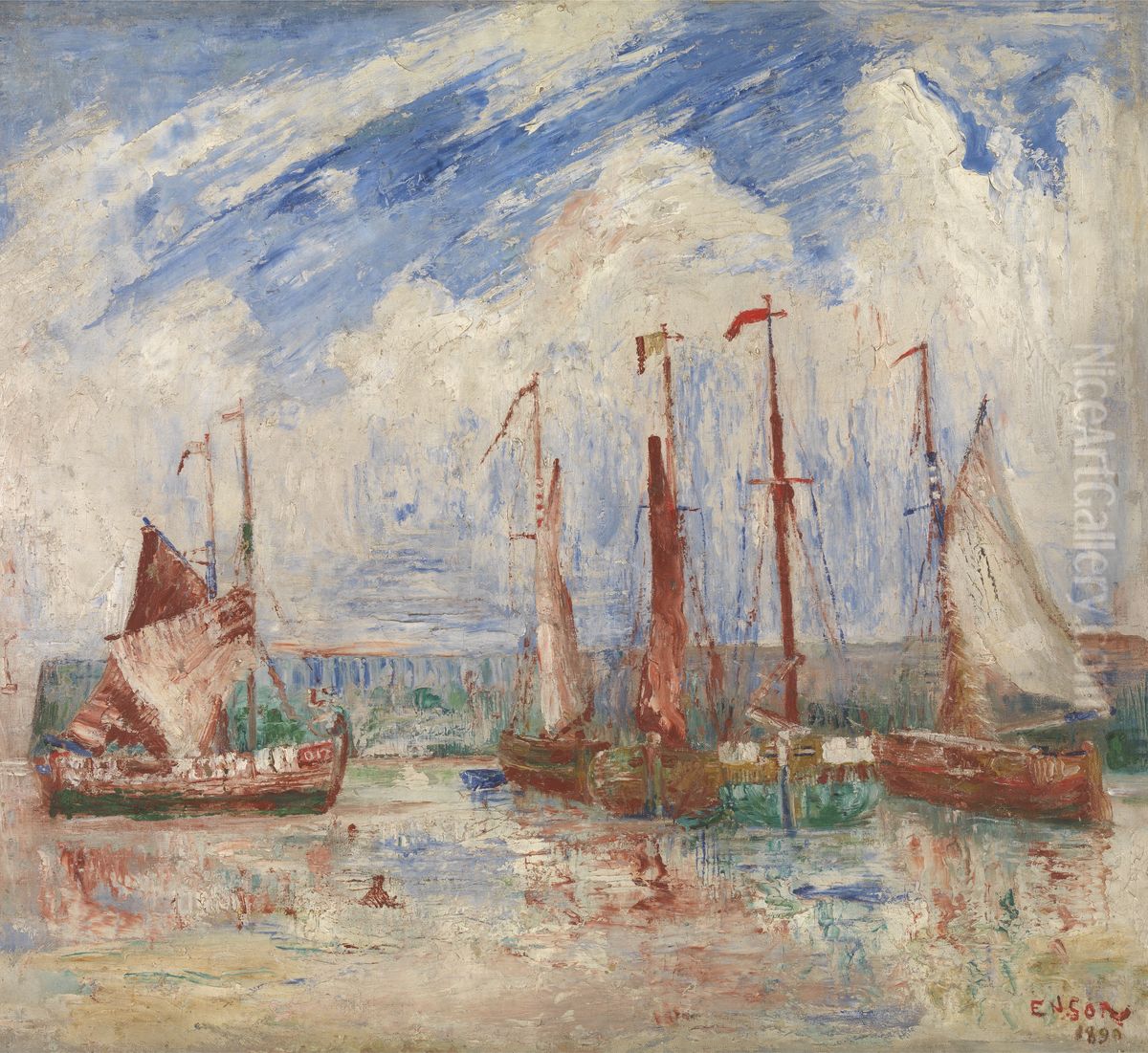 Sloepen Oil Painting by James Ensor