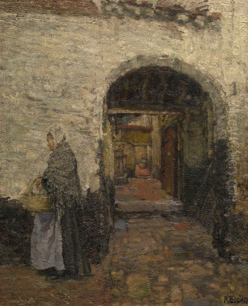 De Vlaaikensgang in Antwerpen Oil Painting by Rene Bosiers