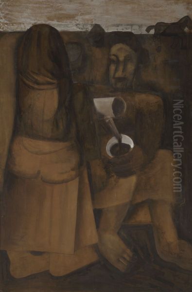 Koffiedrinkers Oil Painting by Constant Permeke