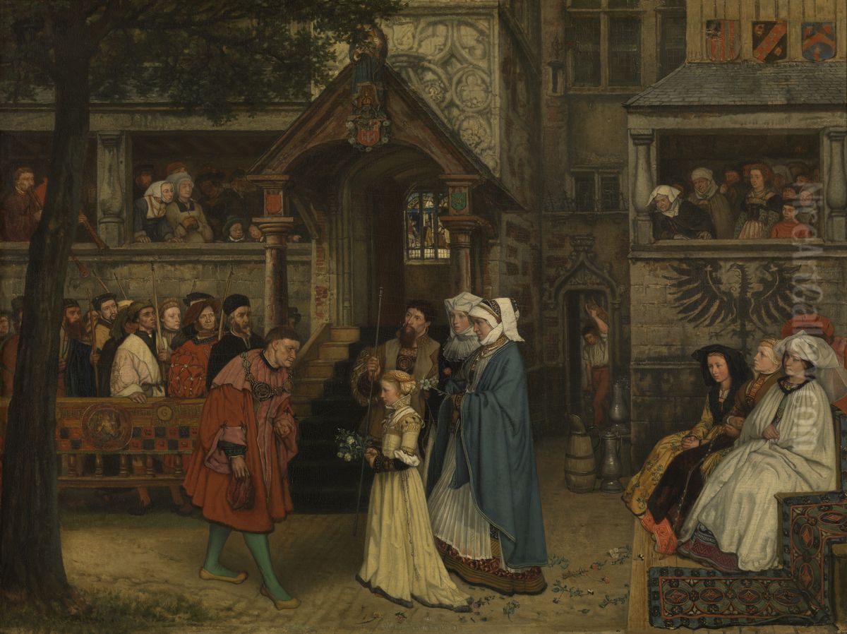 De gilde van de boogschutters ontvangt Margareta van Oostenrijk Oil Painting by Jan August Hendrik Leys