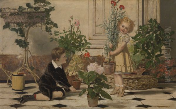 Two Children Oil Painting by Jan Verhas