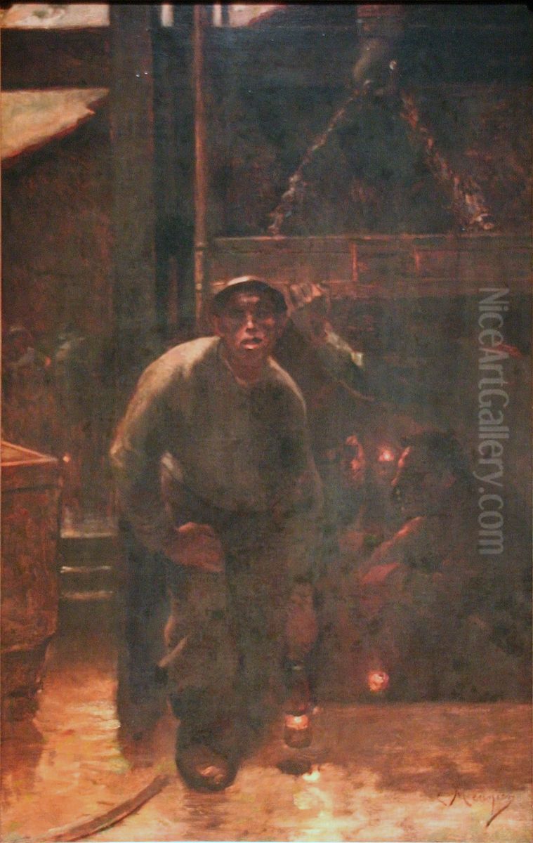 The Pithead Oil Painting by Constantin Meunier