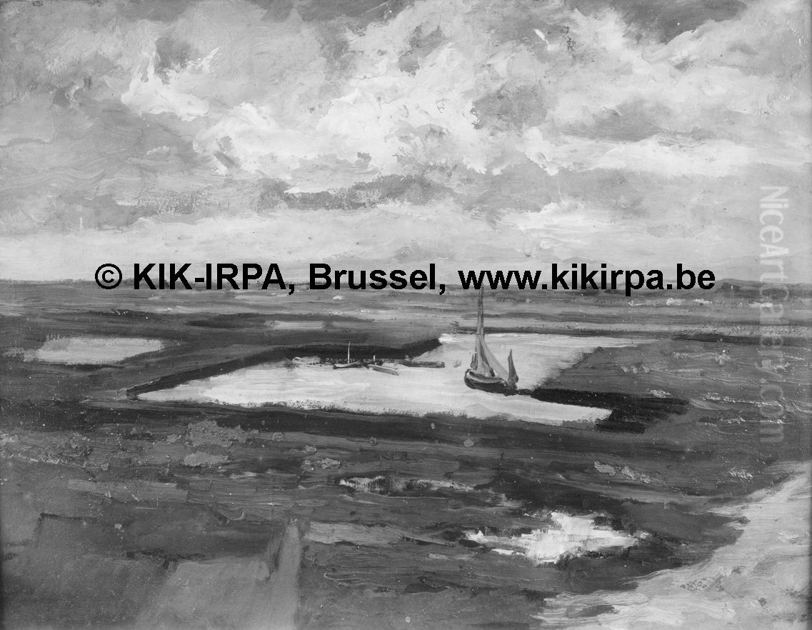 Vissershaven van Blankenberge Oil Painting by Felicien Rops