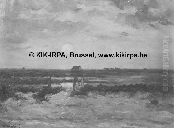 Rising of the Moon in Blankenberge Oil Painting by Theodore Verstraete