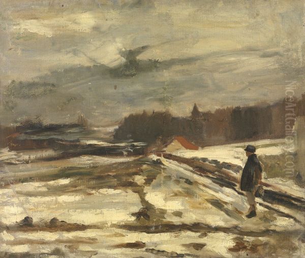 Pupil in the Snow Oil Painting by Constantin Meunier