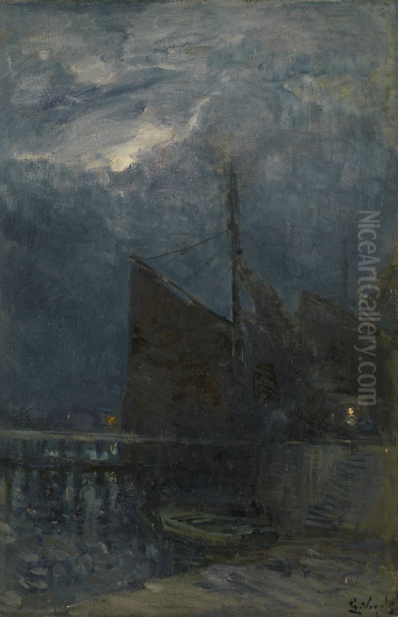 Haveningang bij nacht Oil Painting by Guillaume Vogels Haveningang bij nacht Oil Painting by Guillaume Vogels