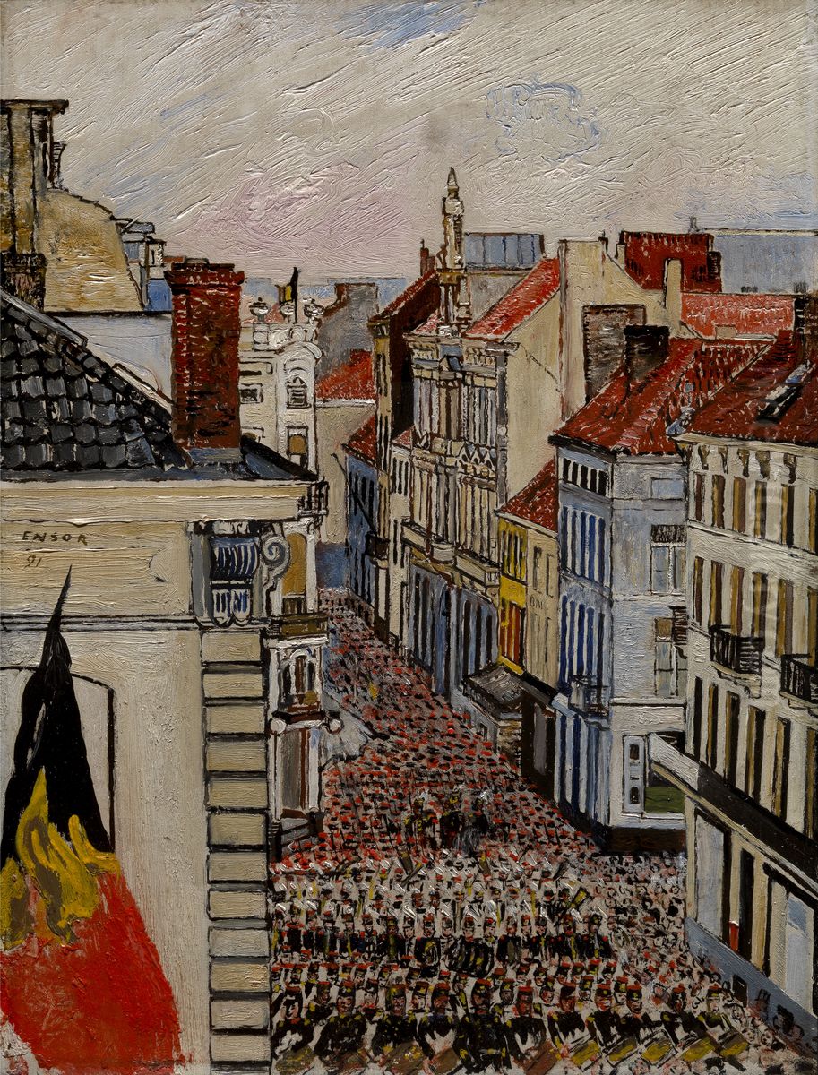 Muziek in de Vlaanderenstraat Oil Painting by James Ensor