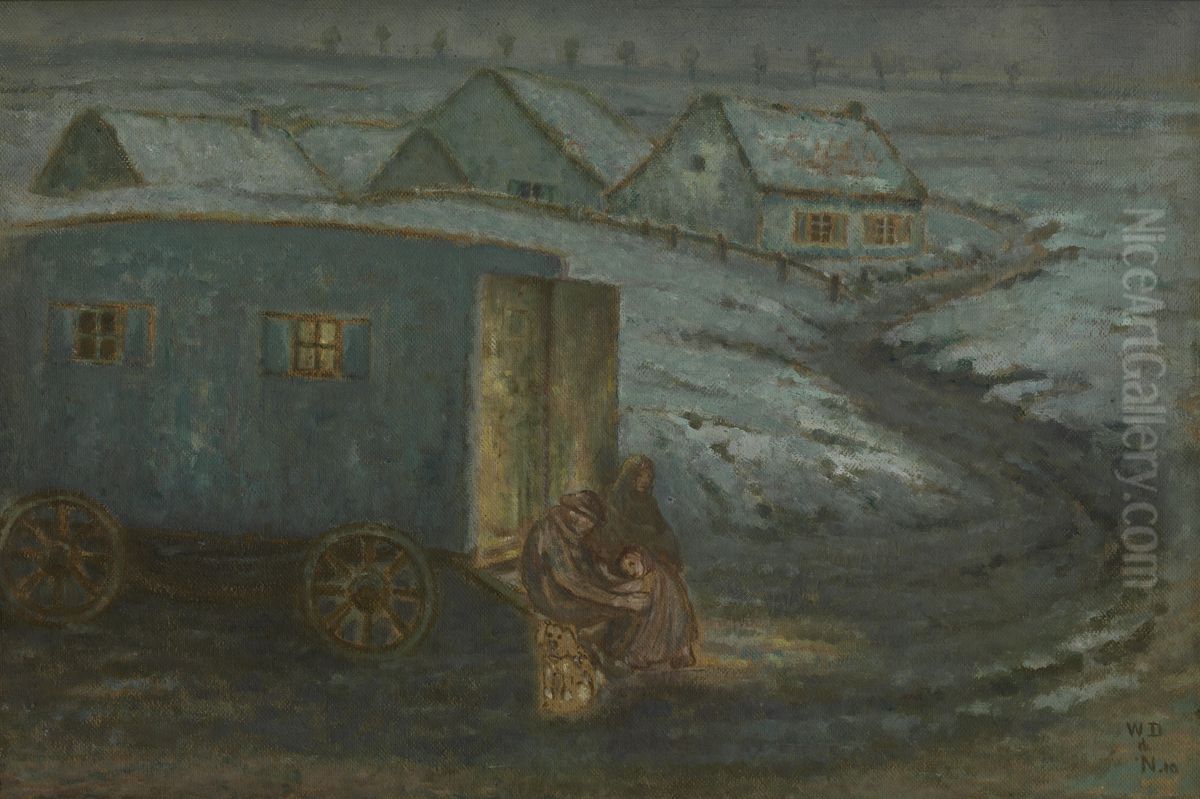 De kermiswagen Oil Painting by William Degouve de Nuncques