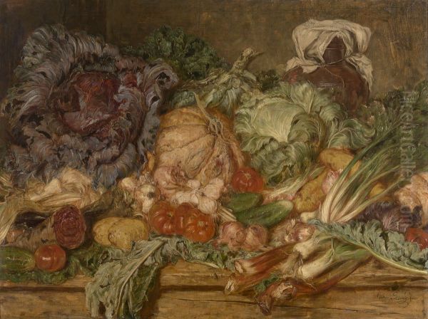 Vegetables Oil Painting by Willem Linnig Junior