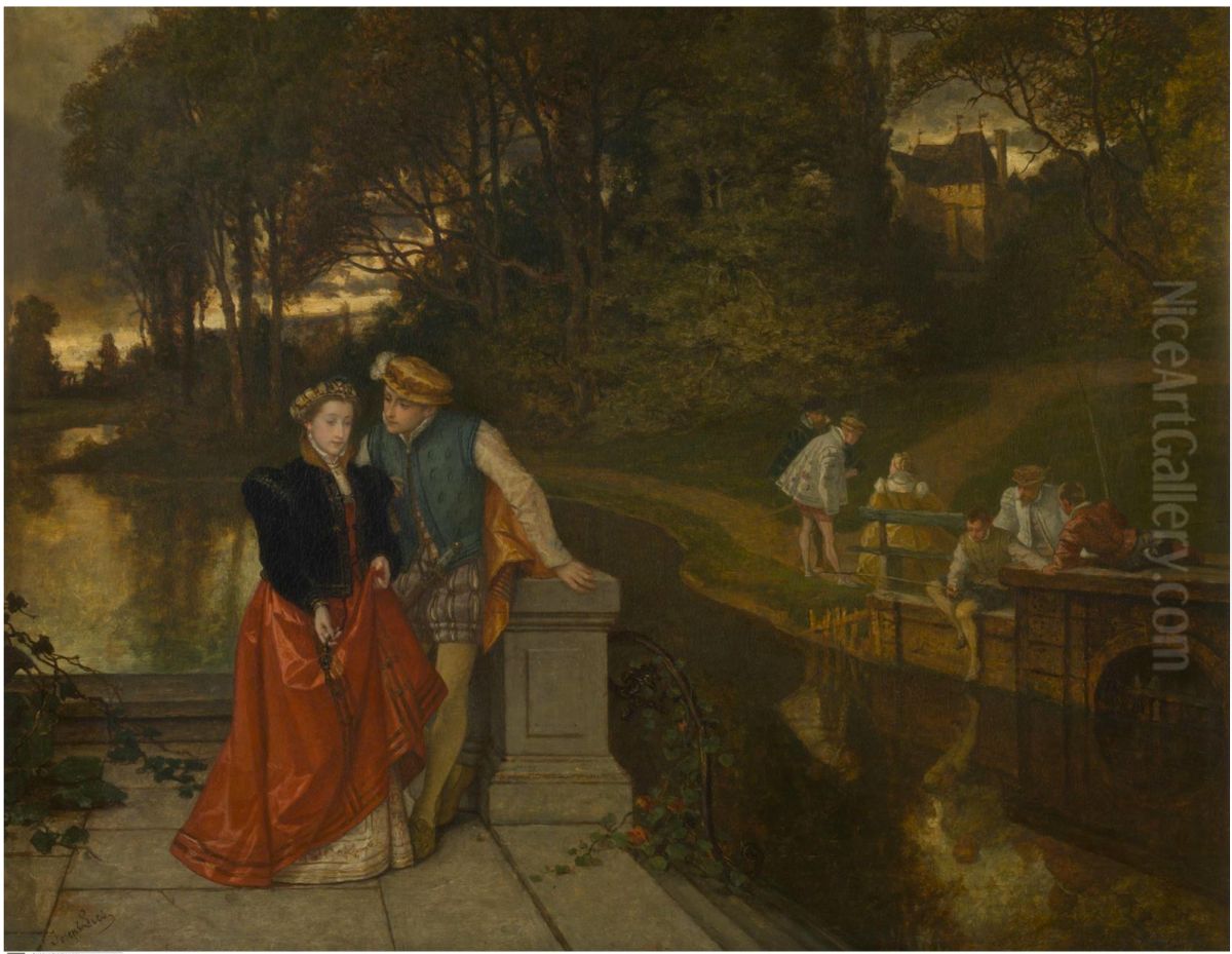 Lovers in the park Oil Painting by Josef Lies