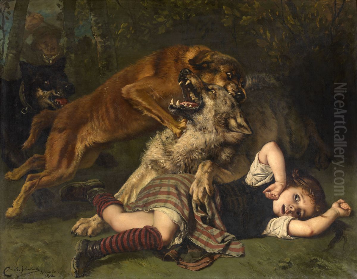 Help in Time Oil Painting by Charles Verlat