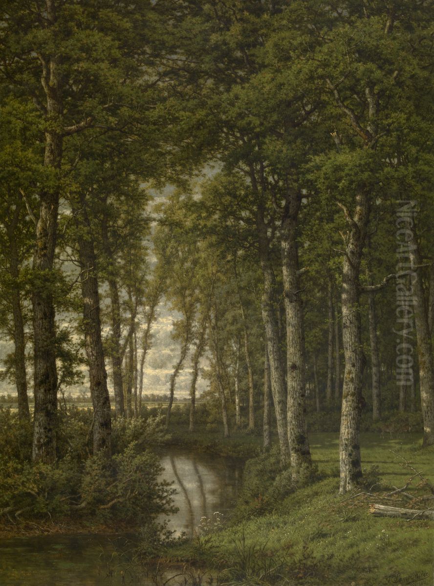 Loneliness. Landscape in the Surroundings of Schilde Oil Painting by Jean Pierre Francois Lamoriniere