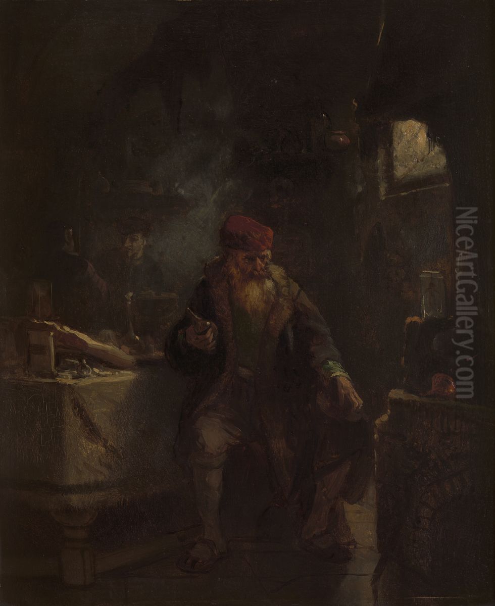 The Alchemist Oil Painting by Willem Linnig the Elder