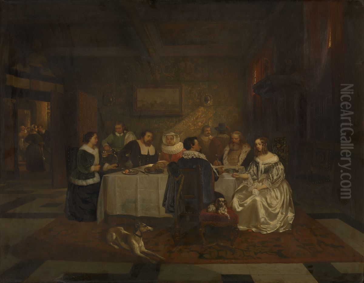 Gastmaal Oil Painting by Willem Linnig the Elder