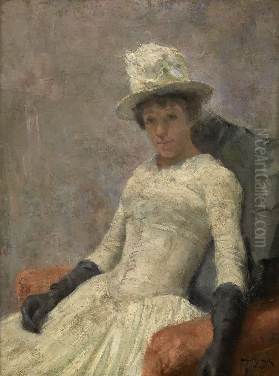 Stephanie in 't wit Oil Painting by Guillaume Van Strydonck